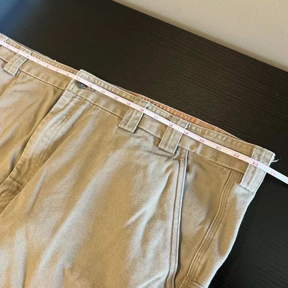 Duluth Trading Co Men 48 Khaki Fire Hose Cotton Canvas Cargo Work Shorts Tan